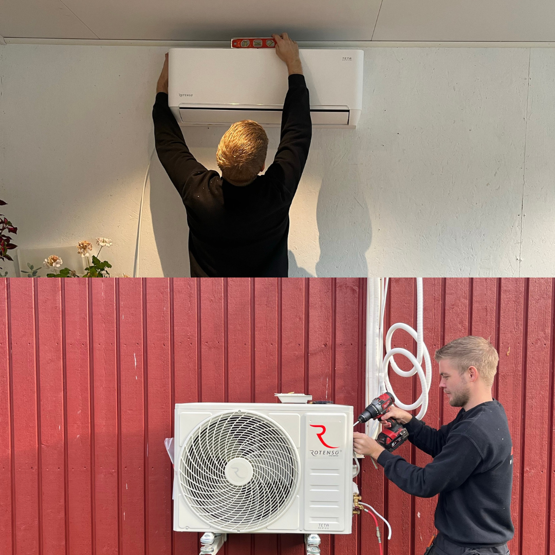 Installatøren installerer Rotenso i en enebolig