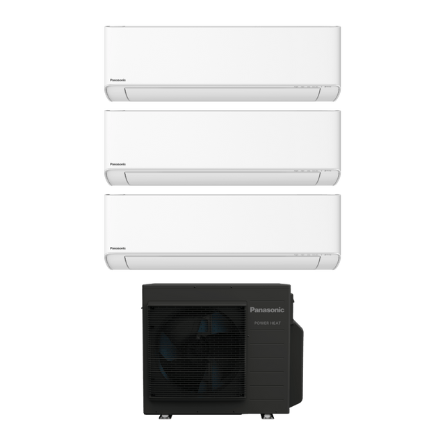 Panasonic NZ25 10.6kW Power Heat luftvärmepump med 3 innedelar - KlimaTime.no